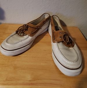 SPERRY CANVAS & LEATHER SLIP ON BOAT SHOES 11M